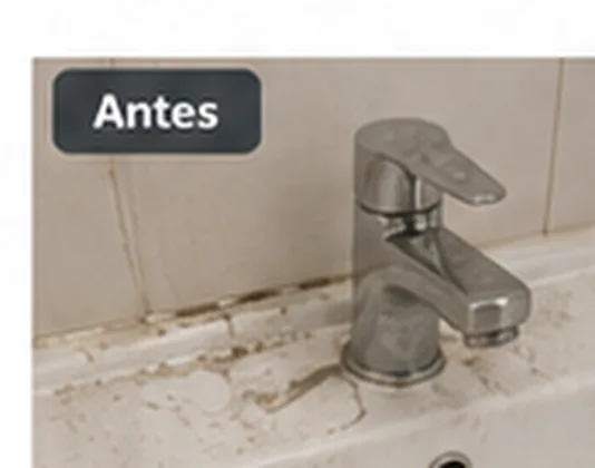 Ilustración de un lavabo con marcas de cal